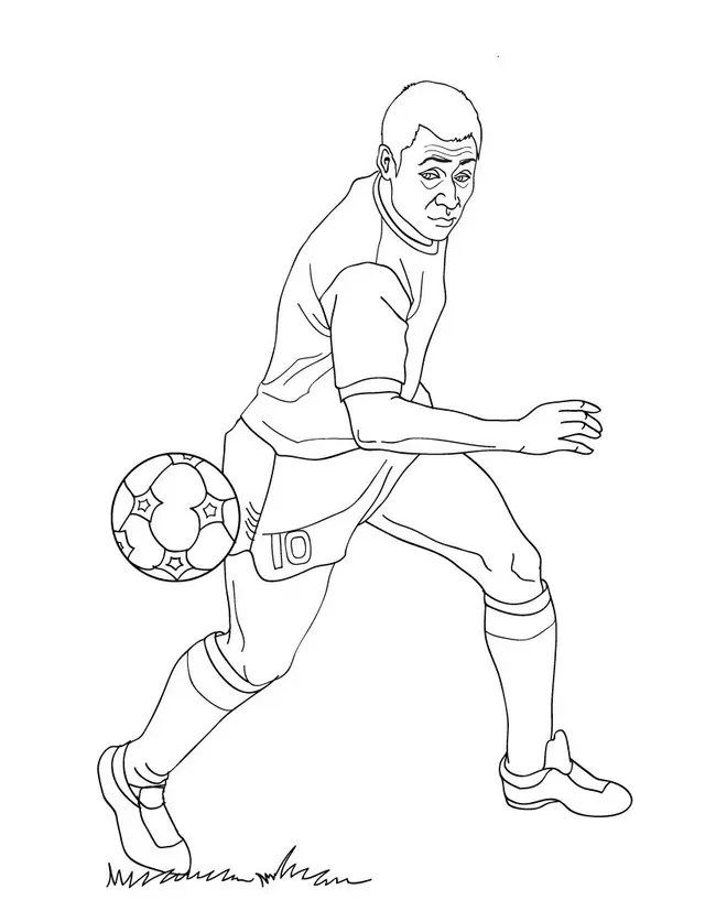 Coloriage Pele Joueur De Football - Foot à imprimer