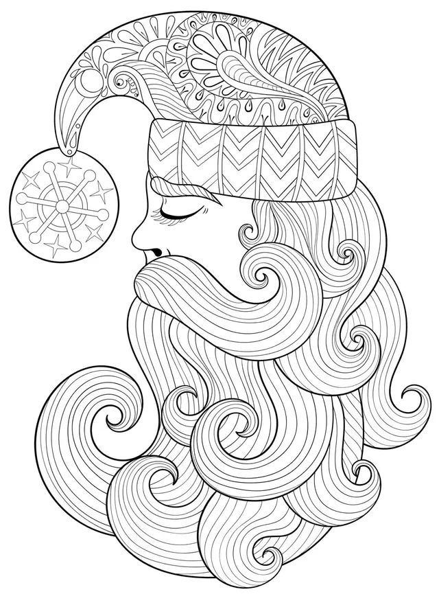 Coloriage Père Noël Zen Qui Relaxe Anti Stress - Noël adulte à imprimer
