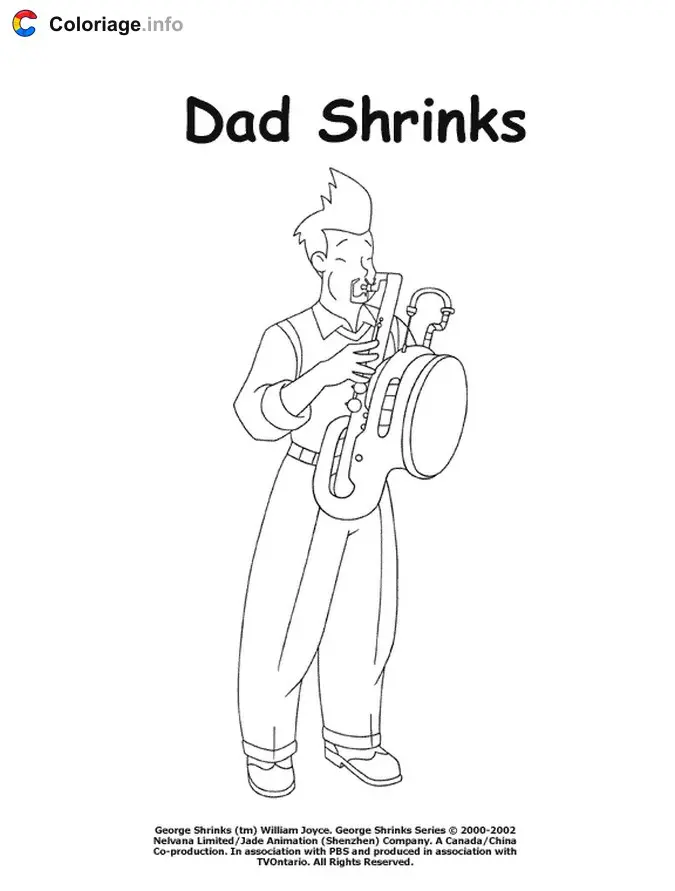 Coloriage Père Shrinks joue de la musique - George rétrécit à imprimer