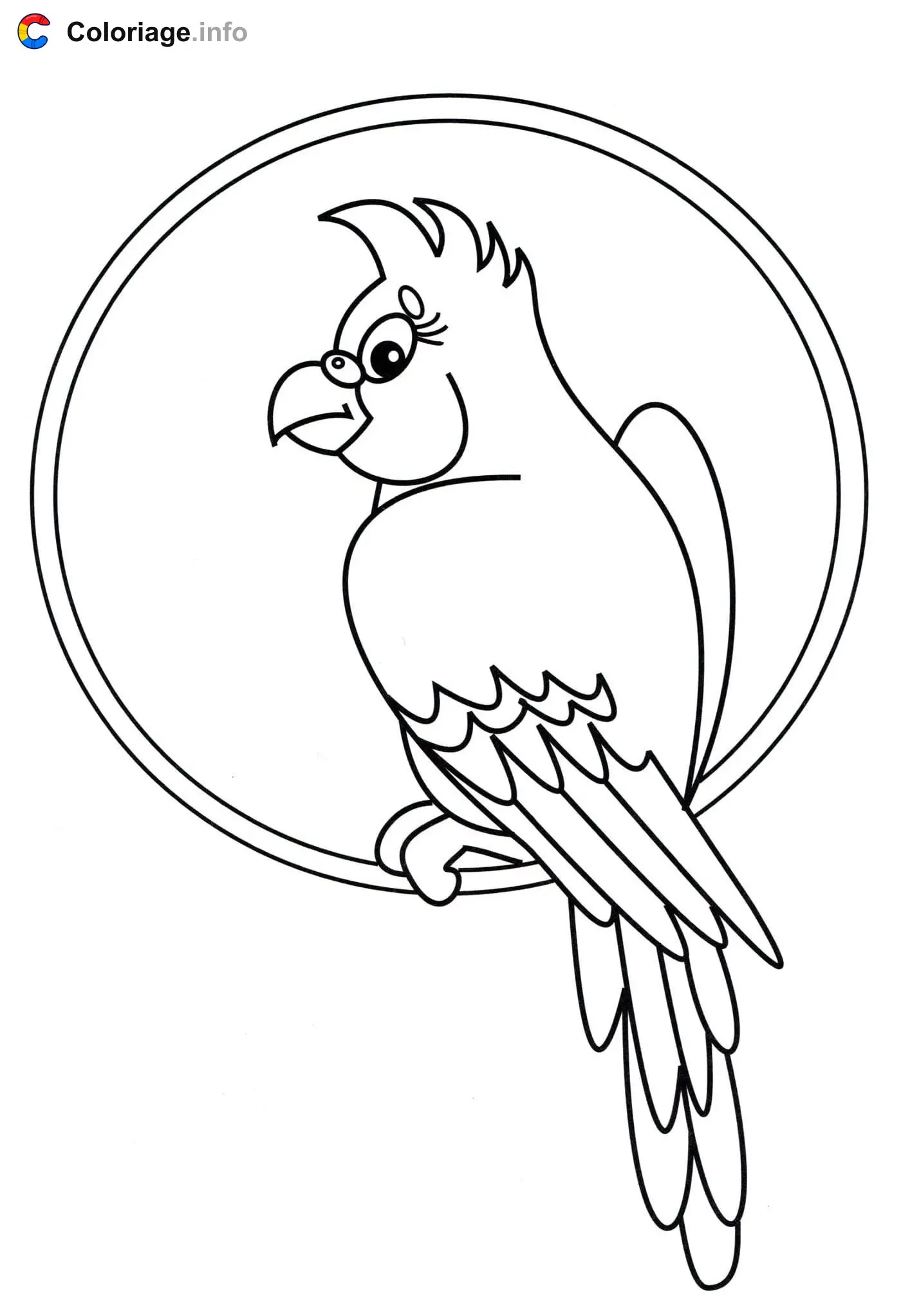 Parrot Sitting on a Circle coloring page to print