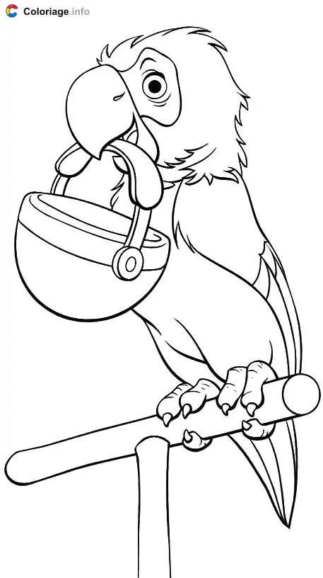 Parrot Holding a Basket in Its Beak coloring page to print