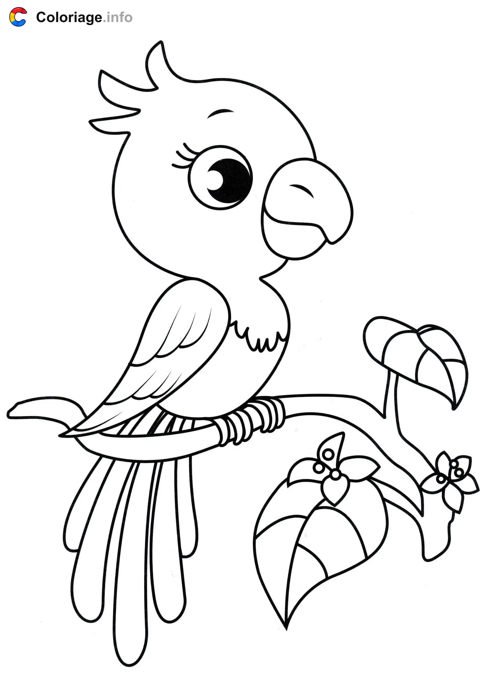 Easy Parrot for Preschool coloring page to print