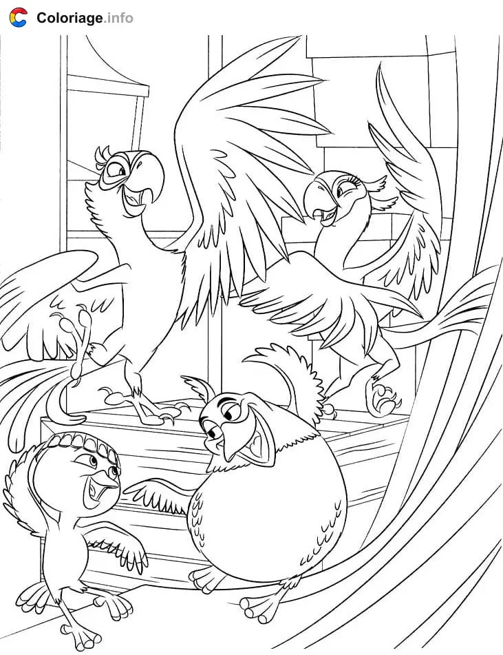 Parrots of Rio coloring page to print