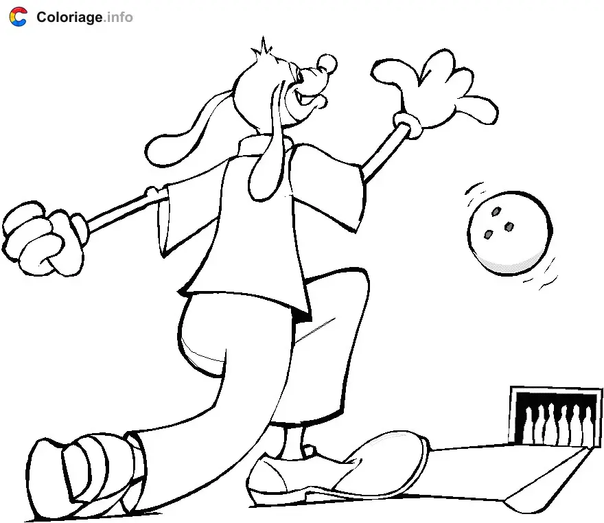 Coloriage Personnage de cartoon joue au bowling - Bowling à imprimer