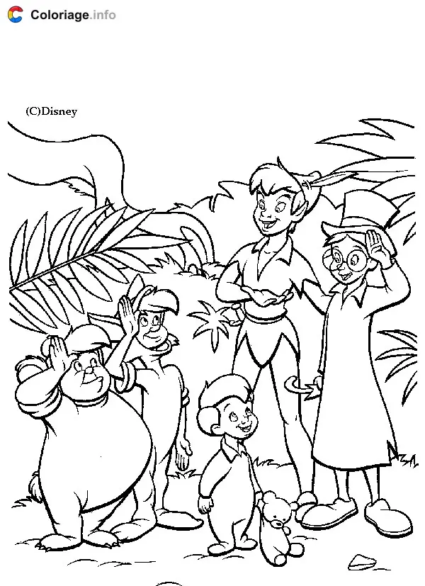 Peter Pan Flying Over Neverland coloring page to print