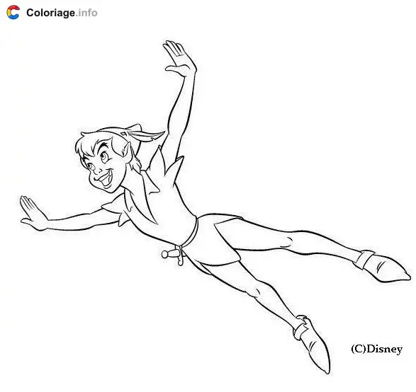 Peter Pan Flying Over Neverland coloring page to print