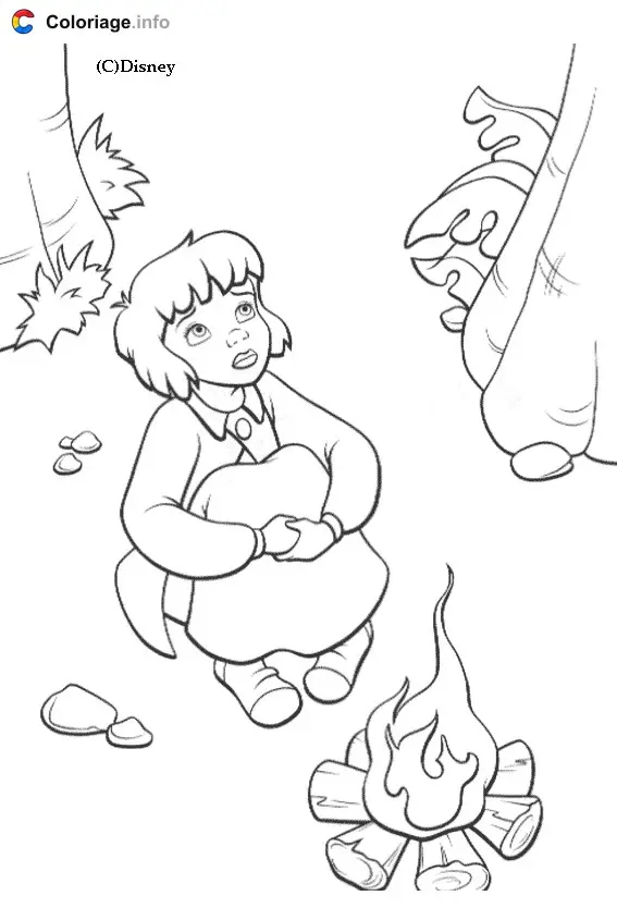 Peter Pan and Wendy Flying Through the Night Sky coloring page to print