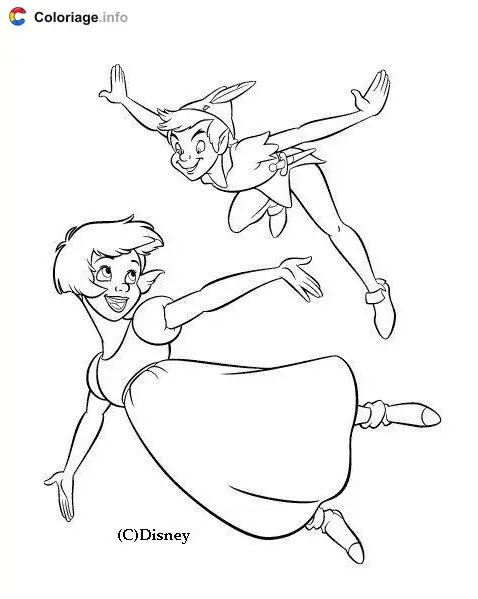 Peter Pan and Wendy Flying Over London coloring page to print