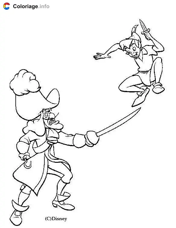 Peter Pan Flying Over Neverland coloring page to print