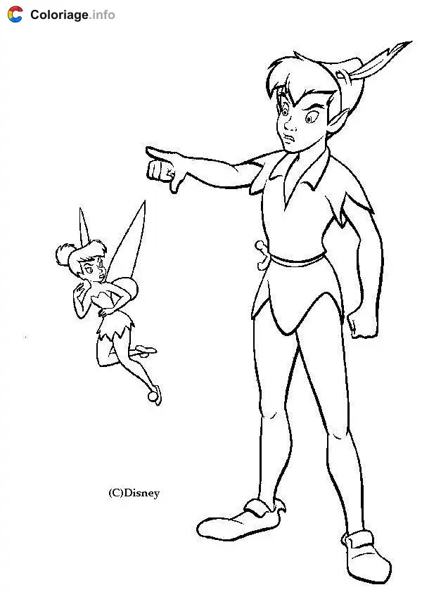 Peter Pan Flying Over Neverland coloring page to print