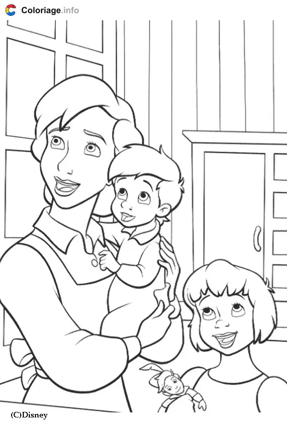 Peter Pan Flying Through Neverland coloring page to print