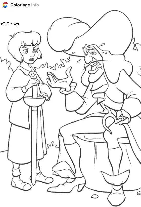 Peter Pan Flying Over Neverland coloring page to print