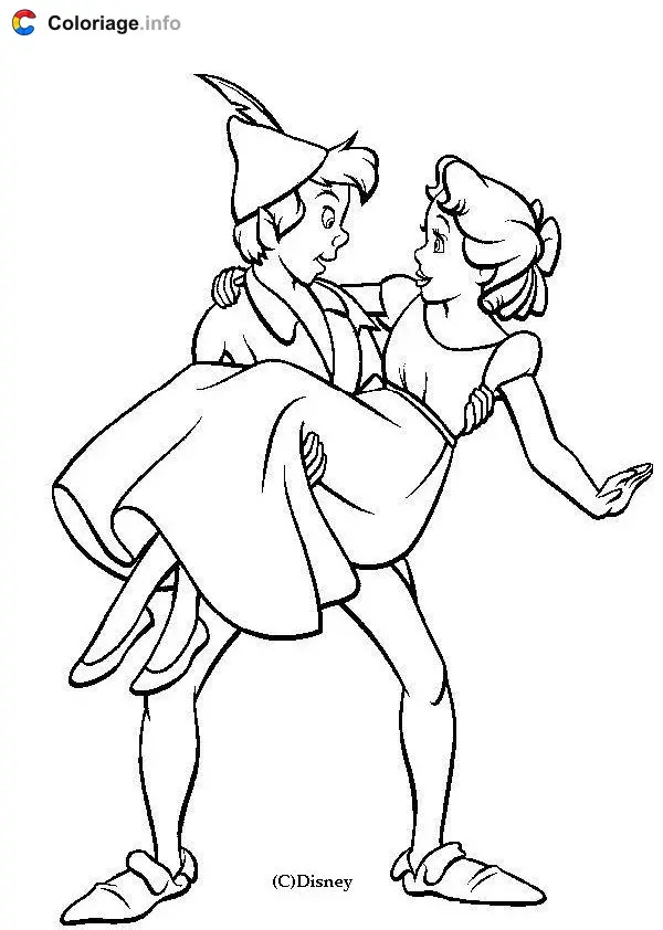 Peter Pan Flying Over Neverland coloring page to print