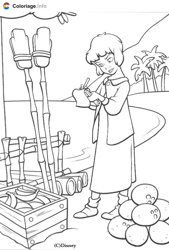 Peter Pan Flying Through Neverland coloring page to print