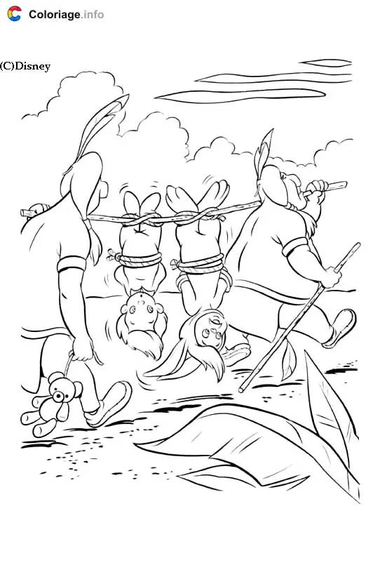 Peter Pan Flying Over Neverland coloring page to print