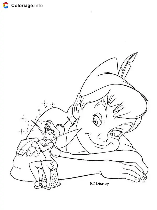 Peter Pan and Wendy in Neverland coloring page to print
