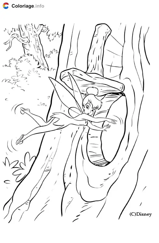 Peter Pan Flying Over Neverland coloring page to print