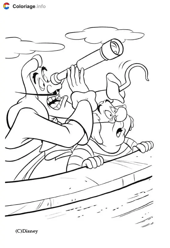 Peter Pan Flying Over Neverland coloring page to print