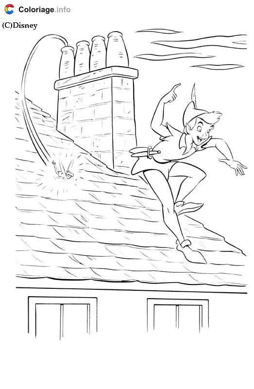 Peter Pan Flying Over London coloring page to print