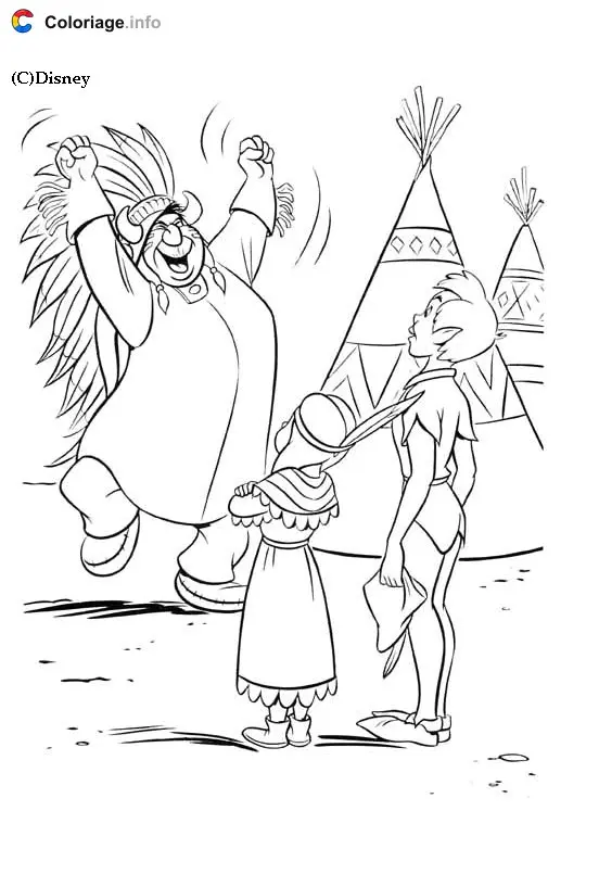 Peter Pan Flying Over Neverland coloring page to print