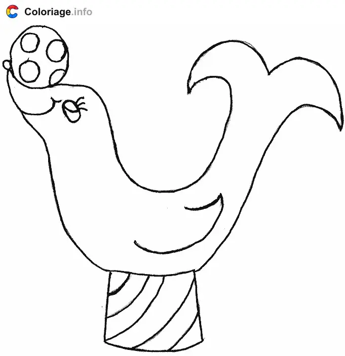 Coloriage Phoque équilibriste avec un ballon - Phoque à imprimer