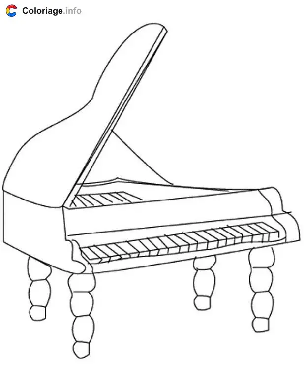 Coloriage Piano à queue - Instruments de musique à imprimer