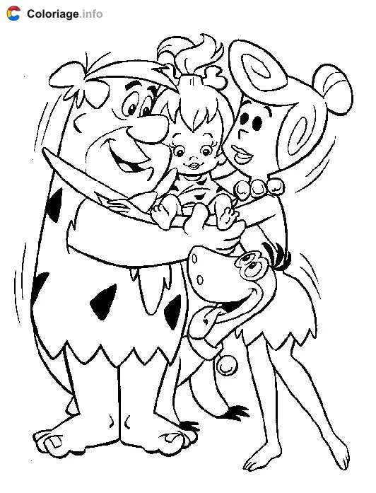 Coloriage Pierrafeu la famille Caillou - Les Pierrafeu à imprimer
