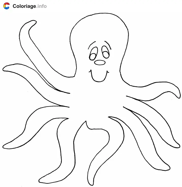 Coloriage Pieuvre sympathique - Pieuvre à imprimer