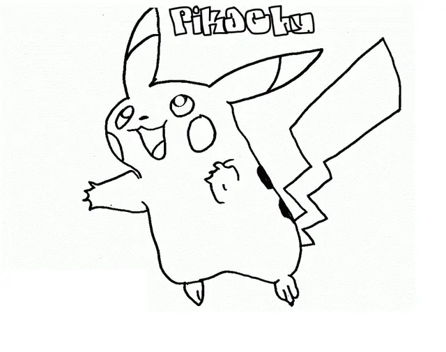Coloriage Pikachu souriant attendant le combat - Pikachu à imprimer