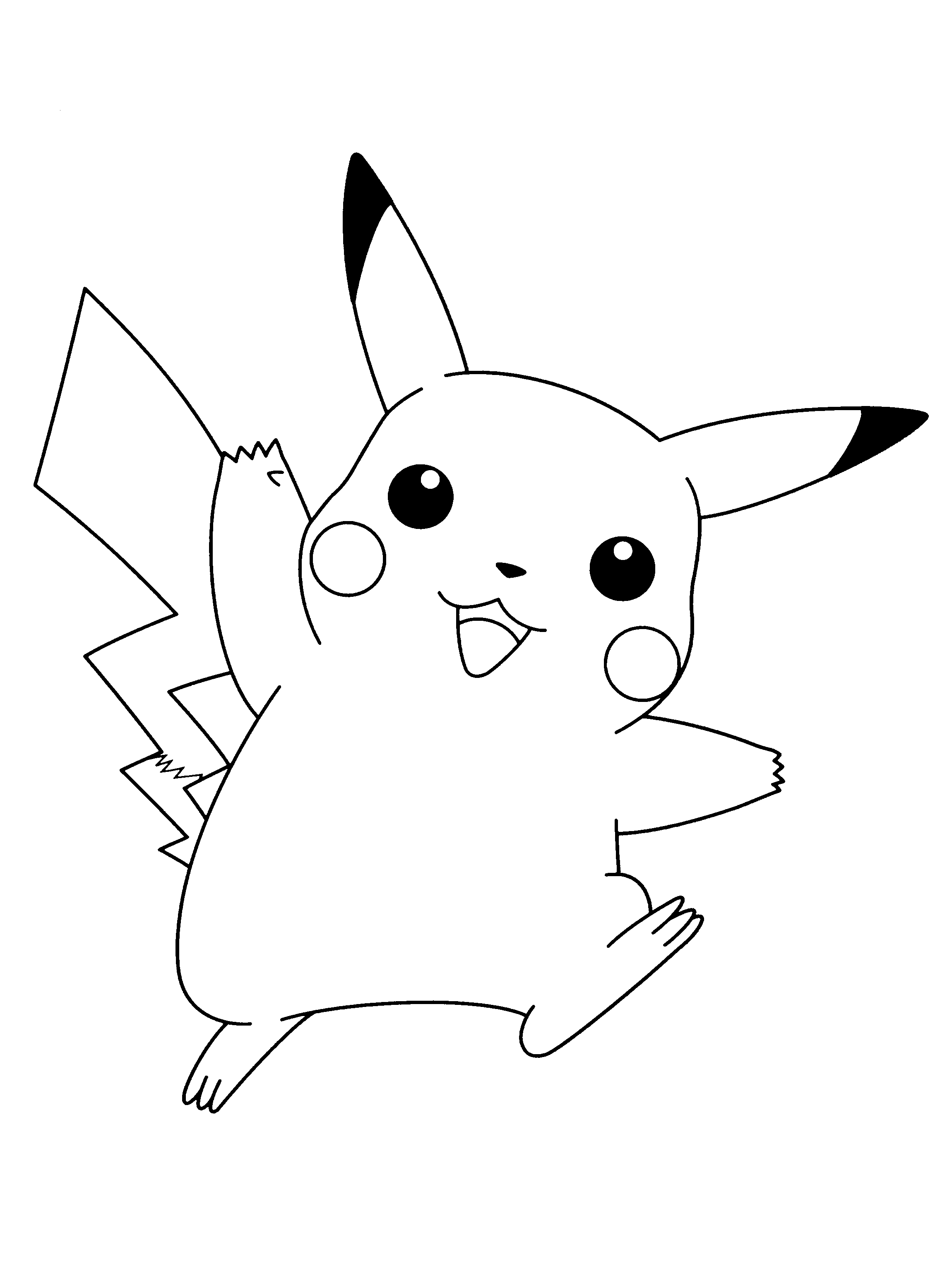 Coloriage Pikachu joyeux tenant sa queue - Pikachu à imprimer