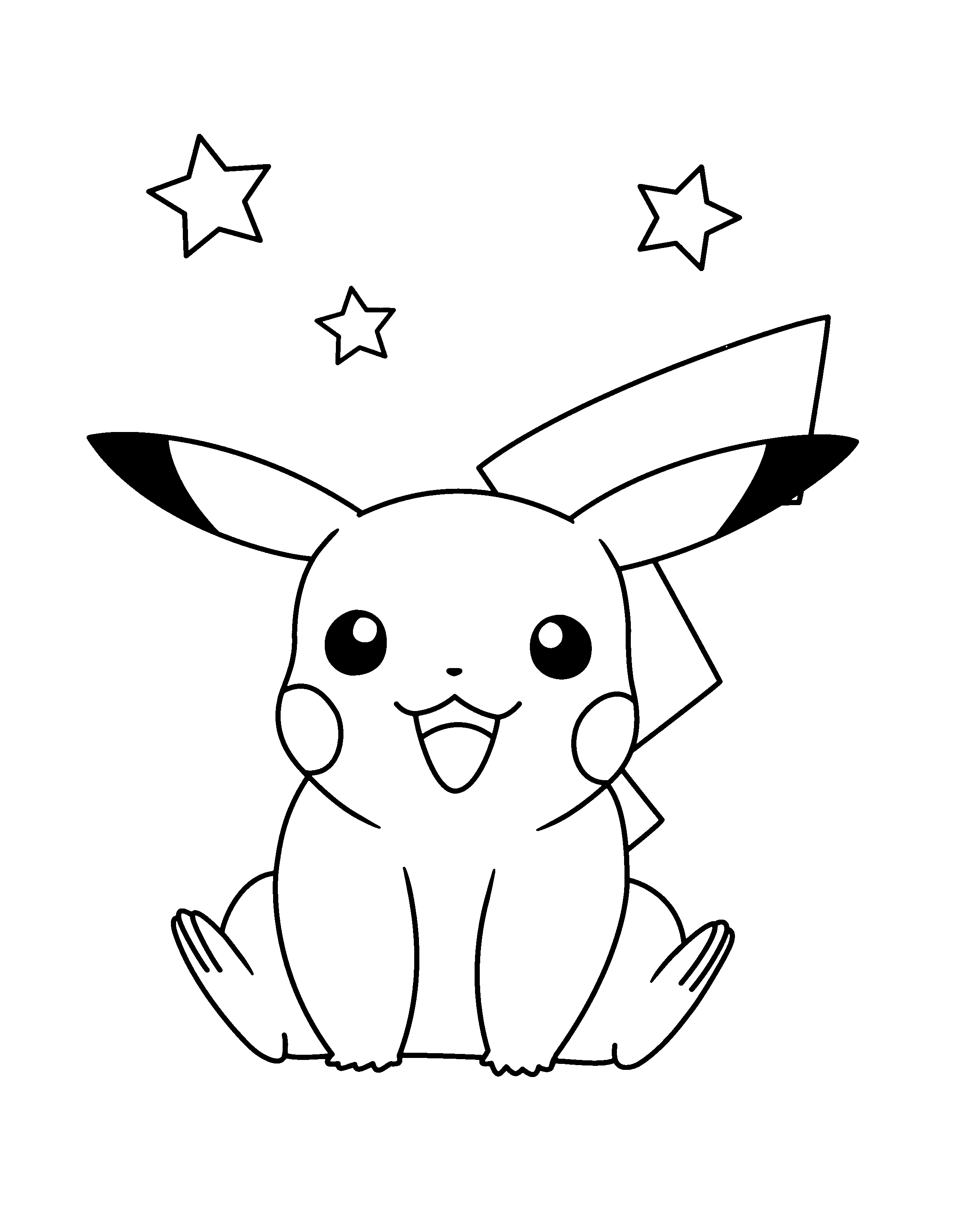 Coloriage Petit Pikachu souriant - Pikachu à imprimer