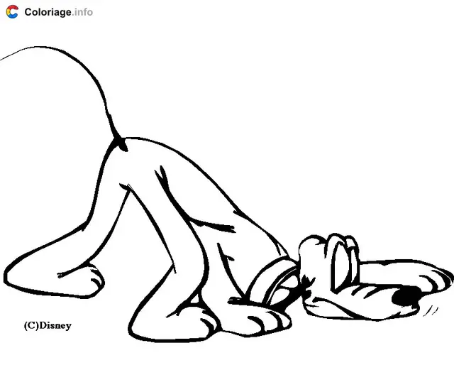 Coloriage Pluto renifle une piste Disney - Pluto à imprimer