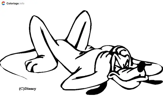 Coloriage Pluto se bouche les oreilles Disney - Pluto à imprimer