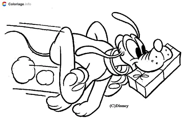 Coloriage Pluto transporte colis Disney - Pluto à imprimer