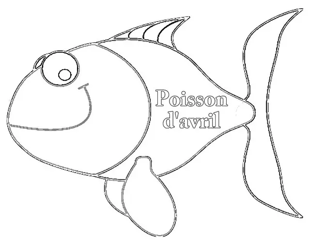 Coloriage Poisson d'avril espiègle avec motifs - Poisson à imprimer