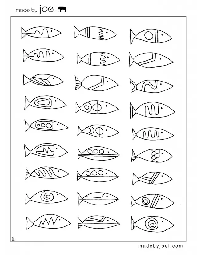 Coloriage Poisson d'avril aux nageoires ondulantes - Poisson à imprimer