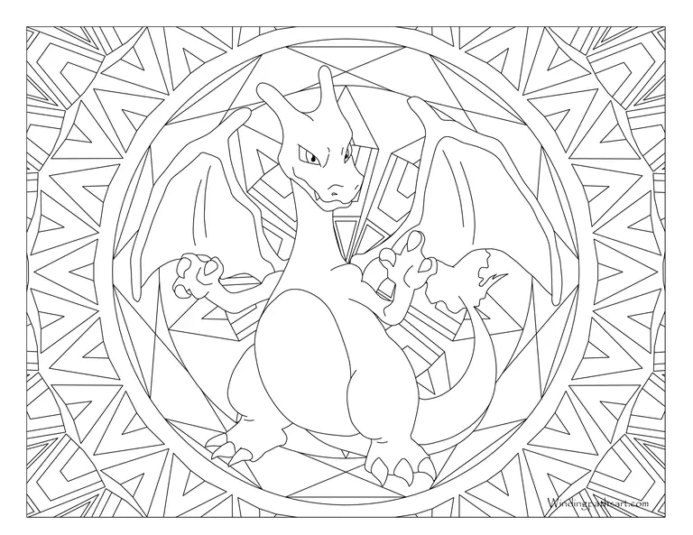 Coloriage Pokemon Mandala Adulte Charizard - Mandala pokemon à imprimer