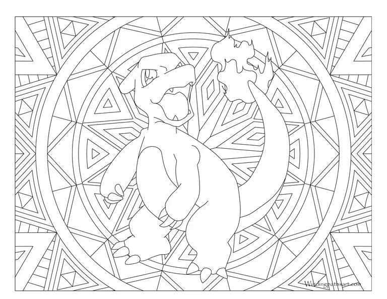 Coloriage Pokemon Mandala Adulte Charmeleon - Mandala pokemon à imprimer