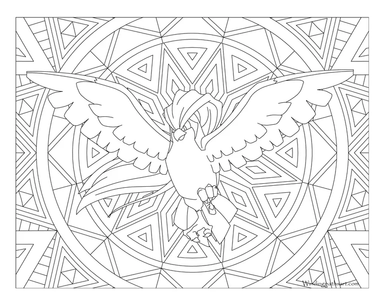 Coloriage Pokemon Mandala Adulte Pidgeot - Mandala pokemon à imprimer
