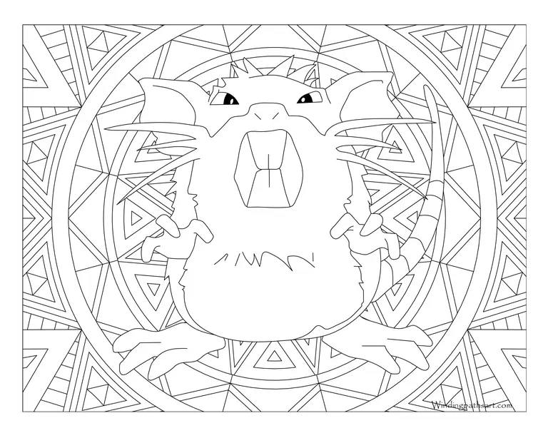 Coloriage Pokemon Mandala Adulte Raticate - Mandala pokemon à imprimer