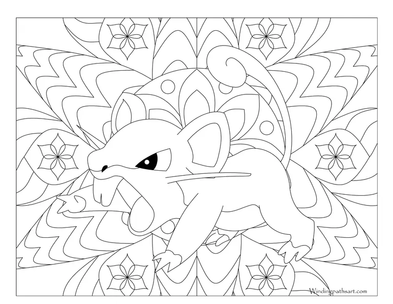 Coloriage Pokemon Mandala Adulte Rattata - Mandala pokemon à imprimer