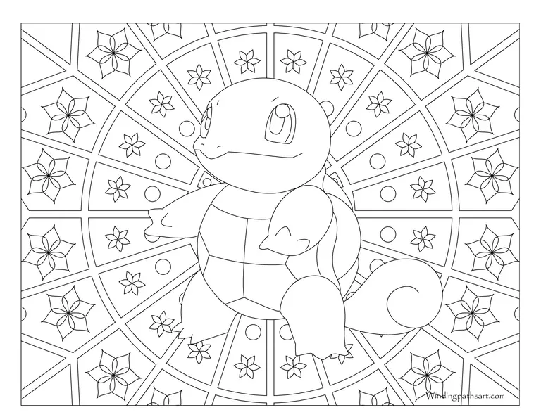 Coloriage Pokemon Mandala Adulte Squirtle - Mandala pokemon à imprimer