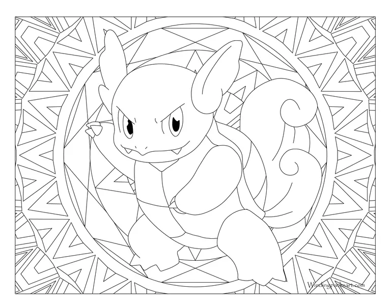 Coloriage Pokemon Mandala Adulte Wartortle - Mandala pokemon à imprimer