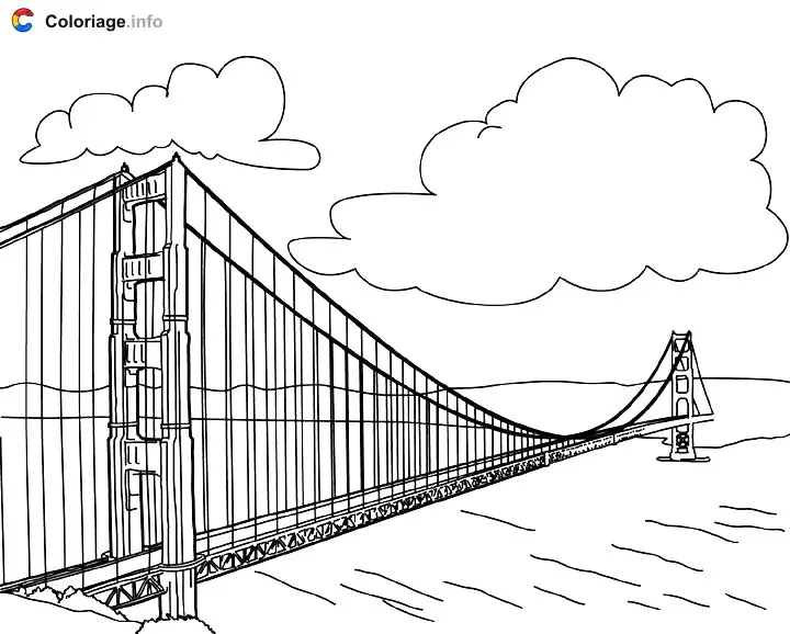 Coloriage Pont Golden Gate - Monuments à imprimer