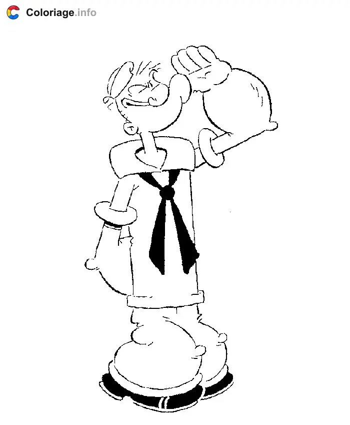 Coloriage Popeye au garde à vous - Popeye à imprimer