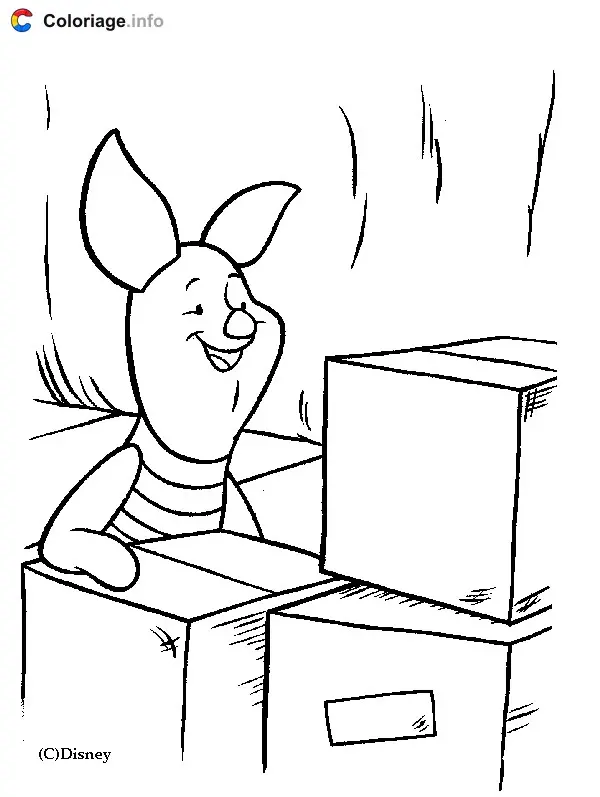 Coloriage Porcinet avec des cartons - Porcinet à imprimer