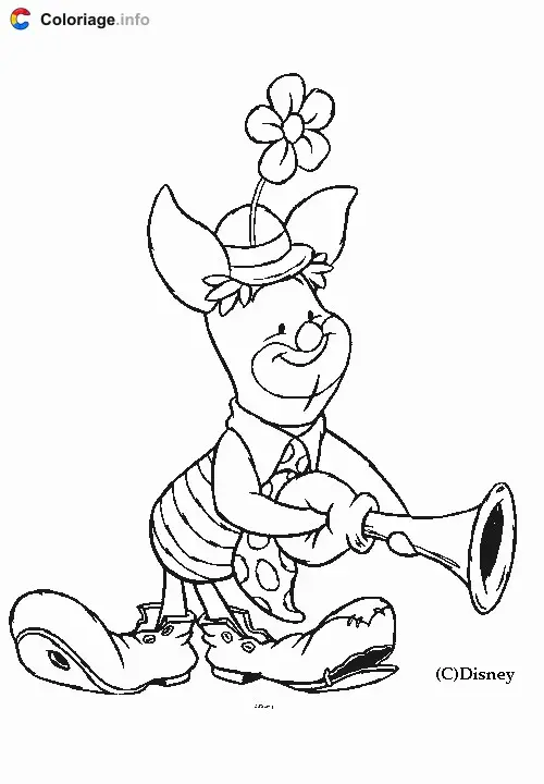 Coloriage Porcinet fait de la musique - Porcinet à imprimer
