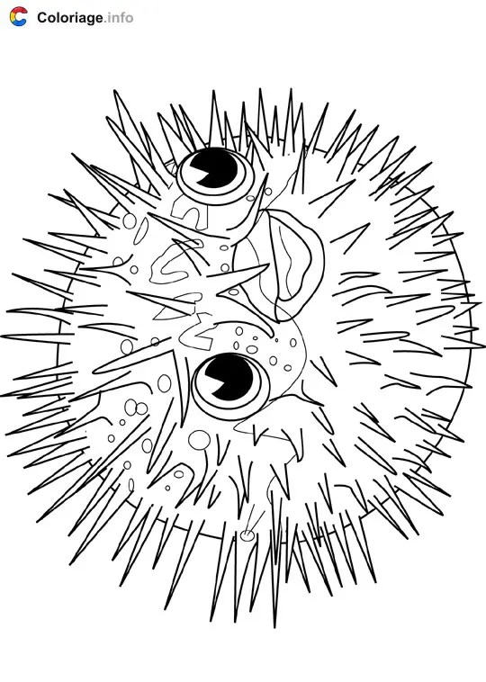 Coloriage Porcupinefish - Océan à imprimer