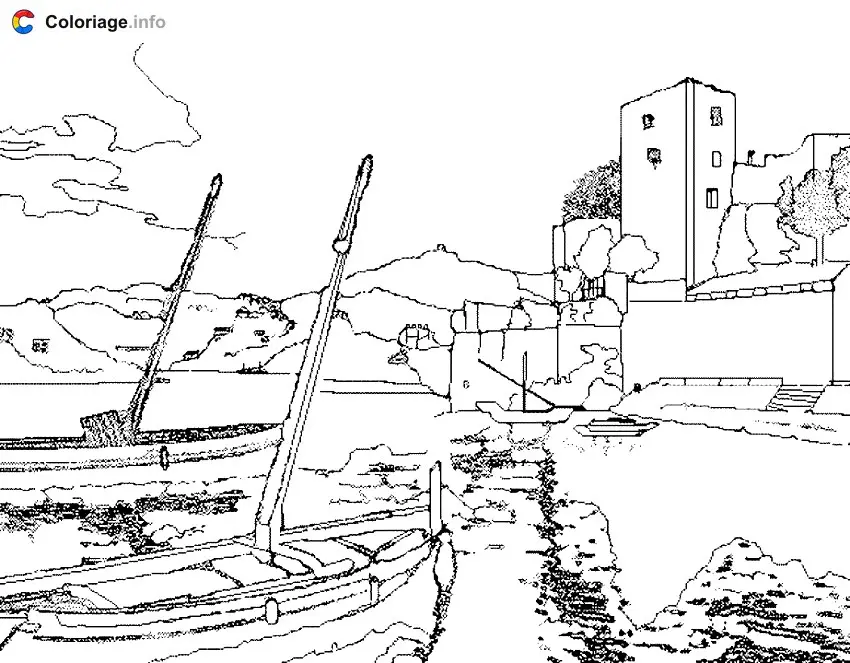 Coloriage Port - Monuments à imprimer