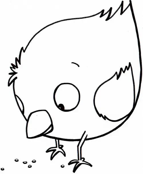 Coloriage Poussin Mignon Qui Se Nourrit - Poussin à imprimer